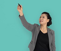 Asian Business Woman Presenting Smiling
