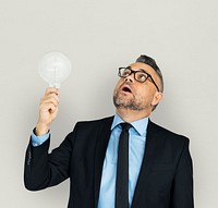 Caucasian Business Man Lightbulb