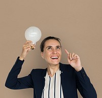 Caucasian Business Woman Light bulb