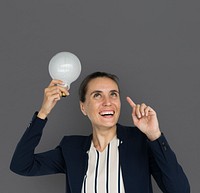 Caucasian Business Woman Light bulb
