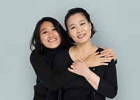 Asian Family Hug Smiling