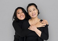 Asian Family Hug Smiling