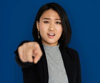 Young Asian Business Woman Pointing Angry