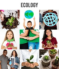 Collection of volunteer people support charity ecology