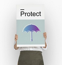 Woman holding an umbrella symbol