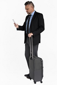 Caucasian Business Man Travel Luggage