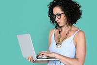 Caucasian Woman Casual Laptop Working