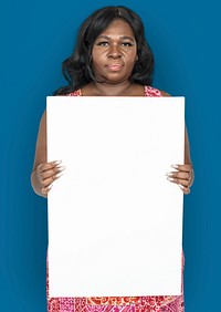 African Descent Woman Holding Blank Paper