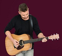 Caucasian Man Playing Guitar