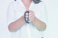 Woman Hands Hold Cross Necklet Pray Studio