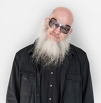 Men Adult Long Beard Wear Sunglasses Smile