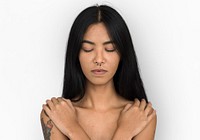 Woman Pierced Nose Ring Bare Chest Arts Calm Peaceful