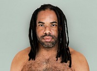 African Man Dreadlocks Bare Chest Manly Portrait