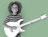 Boy playing a guitar paper cutout