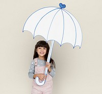 Cheerful girl holding an umbrella paper cutout