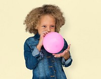 Portrait of a Little African Descent Boy with a Balloon Isolated