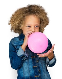 Young Girl Blow Balloon Studio