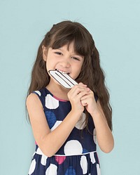 Little Girl Smiling Eating Icecream