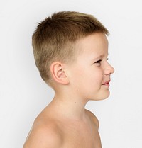 Caucasian Little Boy Bare Chested Smiling Side