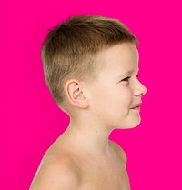 Caucasian Little Boy Bare Chested Smiling Side