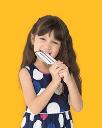 Little Girl Smiling Eating Icecream