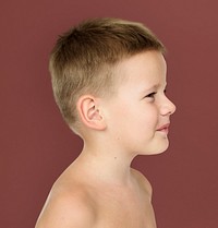 Caucasian Little Boy Bare Chested Smiling Side