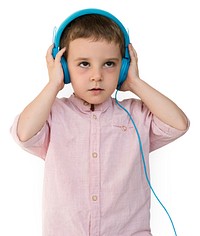Little Boy Listen Music Wear Headphone