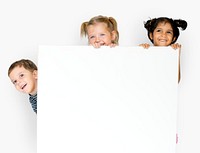 Little Children Holding Empty Paper Smiling