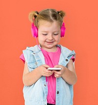 Little GIrl Smiling Happiness Music Headphones