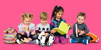 Little Kids Reading Book Cheerful