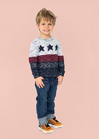 Caucasian Little Boy Standing Smiling