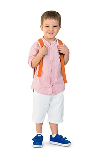 Caucasian Little Boy Smile Backpack