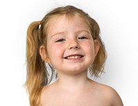 Caucasian Little Girl Bare Chested Smiling