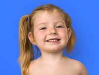 Caucasian Little Girl Bare Chested Smiling