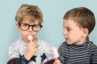 Little Boys Eating Ice Cream Cute Adorable