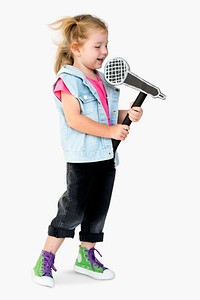 Portrait of a Little Blonde Caucasian Girl Smiling Isolated