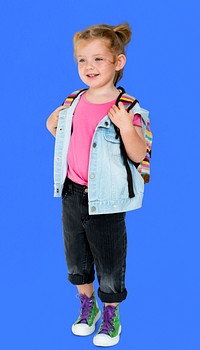 Portrait of a Little Blonde Caucasian Girl Smiling Isolated