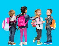 Little Children Carrying Backpack School