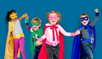 Superhero Kids Friendship Smiling Happiness Playful Togetherness