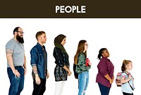 Various of diversity people full body set standing on background
