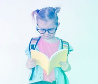 Little bookworm girl reading the book for knowledge