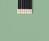 Black Wooden Pencils with Eraser Studio Isolated