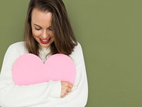 Young Lady Hugging Heart Love