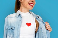 Young Lady Smiling Heart Chest
