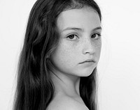 black and white Portrait of a self-esteem girl 
