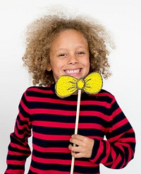 Little Boy Smiling Happiness Bow Tie Studio Portrait