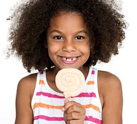 Portrait of Happy girl with lollipop 