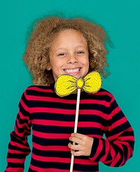 Little Boy Smiling Happiness Bow Tie Studio Portrait