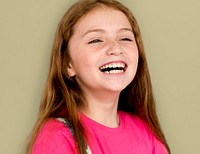 Caucasian Young Girl Smiling Studio