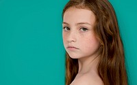 Caucasian Young Girl Focused Studio